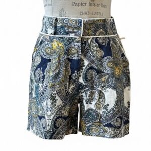 Magaschoni Linen Paisley Print Shorts Size 6New With Tags!